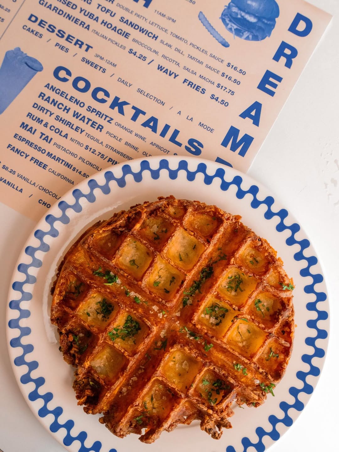 waffle and dreamboat menu